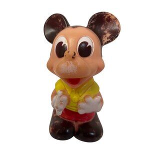 Vintage‎ Mickey Mouse Rubber Toy Figure 5 1/2" Italy Collectible Read